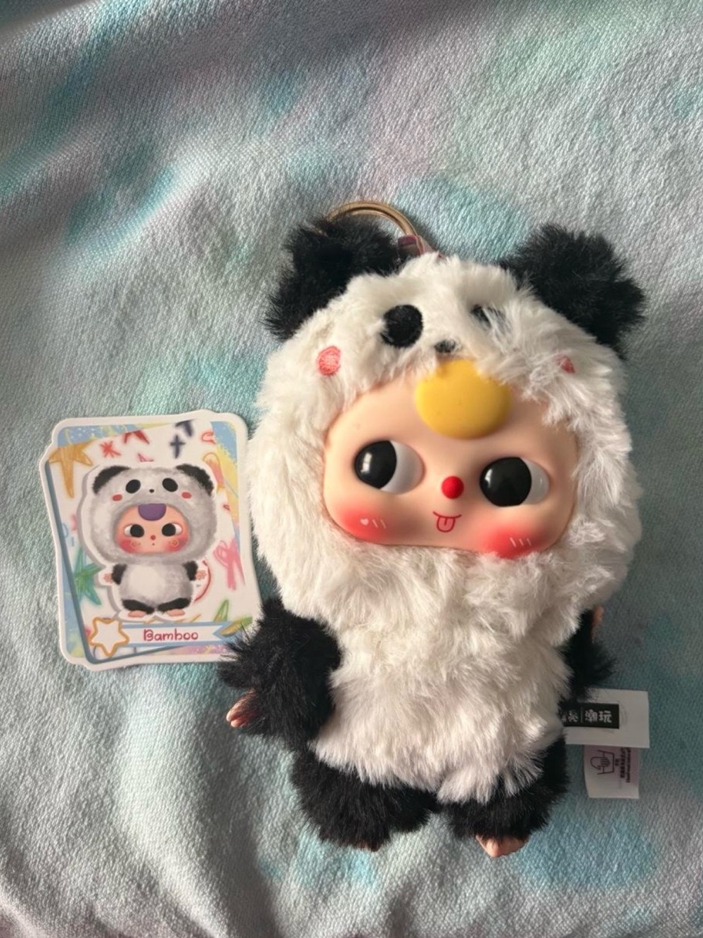 Plush Panda Costume Doll Keychain - White and Black